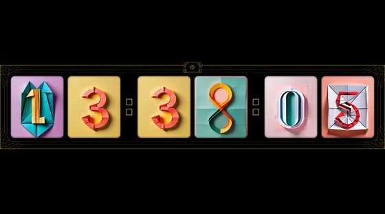 Timeframer in a browser window: the time 13:38:05 in folded-paper origami digits, inside the gold art deco frame